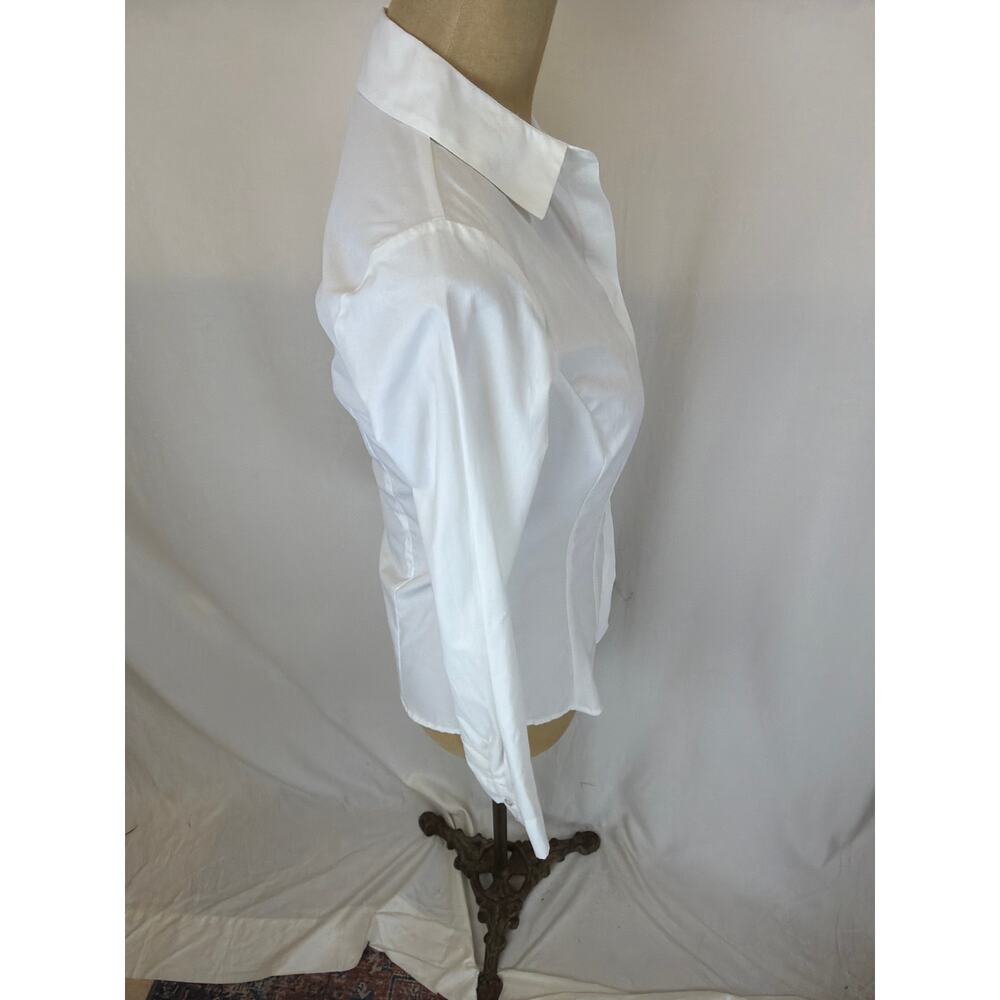 NWT Soya Concept White Recycled Cotton & Poly Button Front Blouse MED #0507 - Picture 4 of 6